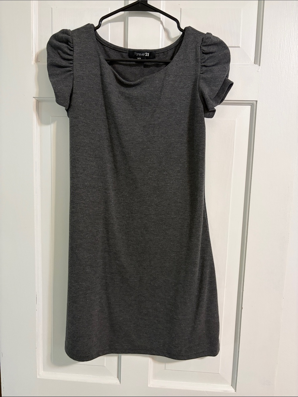 Forever 21 Dark Gray Puff Sleeve Knit Dress